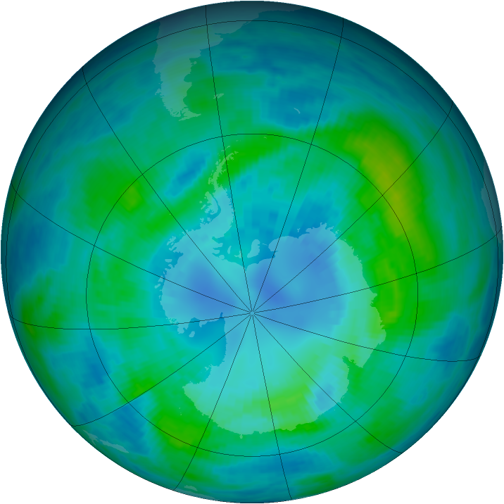 Antarctic ozone map for 08 April 1987